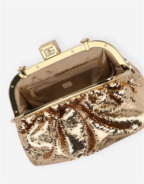 Sequined Maria clutch in Gold for Women 